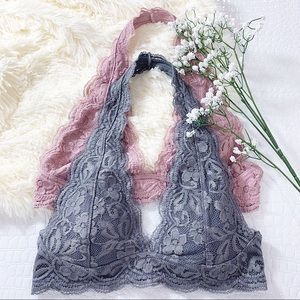 Infinity Raine Intimates & Sleepwear - Charcoal Lace Halter Bralette Infinity Raine Intimates & Sleepwear - Charcoal Lace Halter Bralette